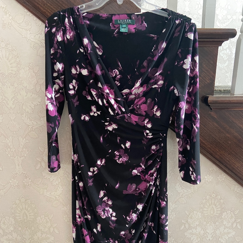 Ralph Lauren Black and Purple Floral Dress